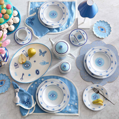 Light Blue Petal Plate Set (4) | Jonathan Adler Fleur Canapé | Oroa.com
