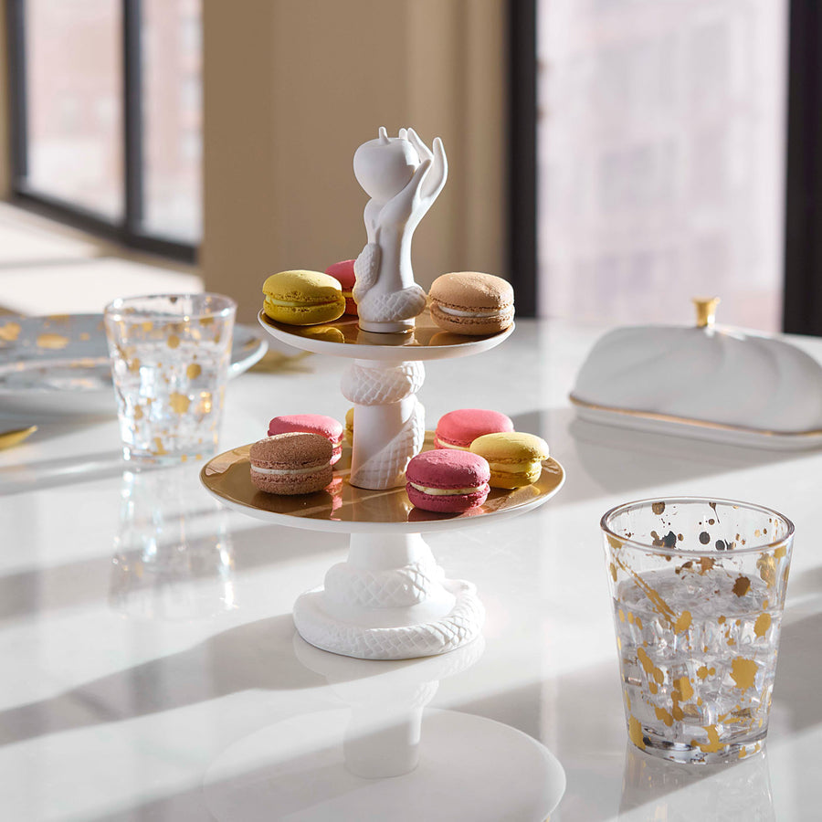 Gold Porcelain 2-Layer Tray | Jonathan Adler Eve Bon Bon | Oroa.com