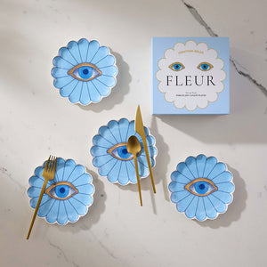 Light Blue Petal Plate Set (4) | Jonathan Adler Fleur Canapé | Oroa.com