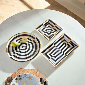 Gilded Porcelain Square Serving Tray | Jonathan Adler Op Art | Oroa.com