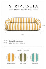 Solare Mustard Yellow Striped Sofa | OROA DESIGN STUDIO