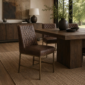   Diamond-Stitched Leather-Inspired Dining Chairs (2) | Oroa.com