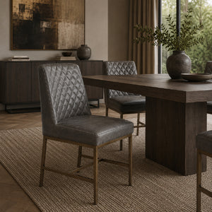   Diamond-Stitched Leather-Inspired Dining Chairs (2) | Oroa.com