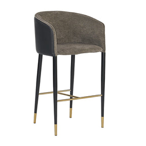 Gray Fabric & Leather Bar Stool by Splendido Asher Barstool