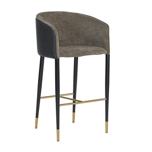   Gray Fabric & Leather Bar Stool | Oroa.com
