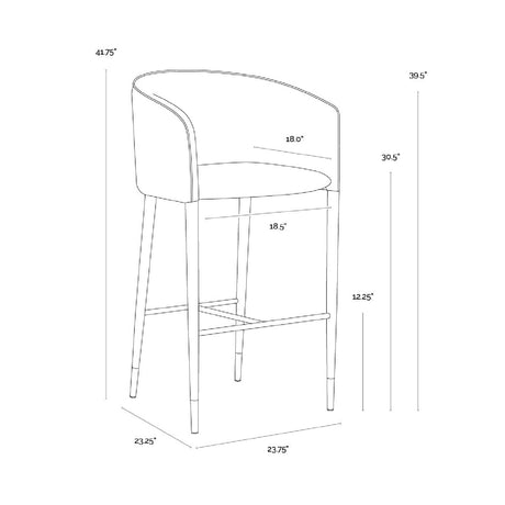 Modern European furniture - Gray Fabric & Leather Bar Stool - www.oroa.com