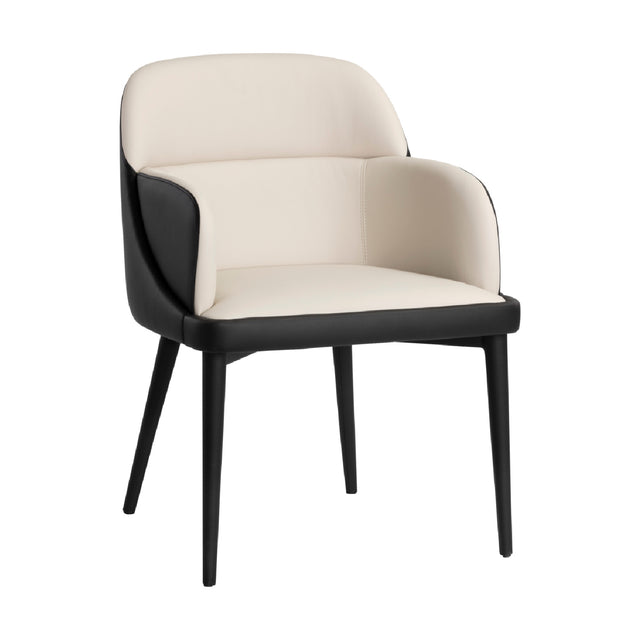 Cream and Black Leather Dining Chair by Splendido Hagan, alternate view 2