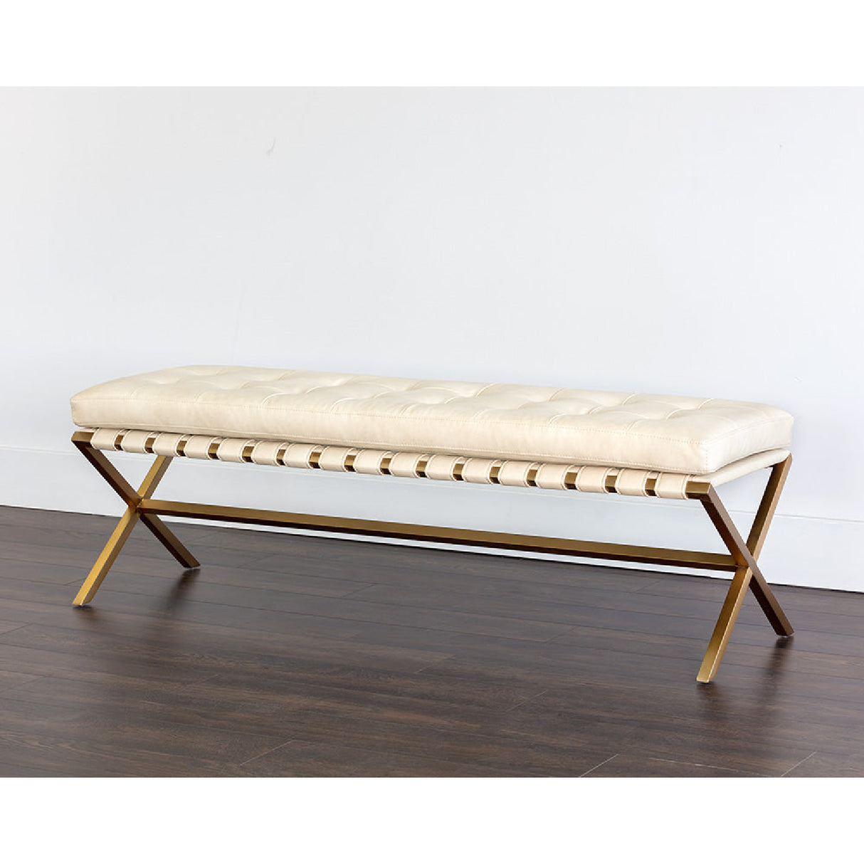   Button Tufted Leather Bench | Oroa.com