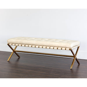   Button Tufted Leather Bench | Oroa.com