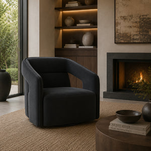   Fabric Upholstered Swivel Lounge Chair | Oroa.com