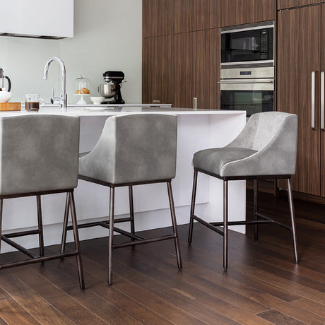   Gray Leather Seat Counter Stool | Oroa.com