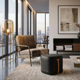 Modern European furniture - Black Leather-Inspired Ottoman - www.oroa.com