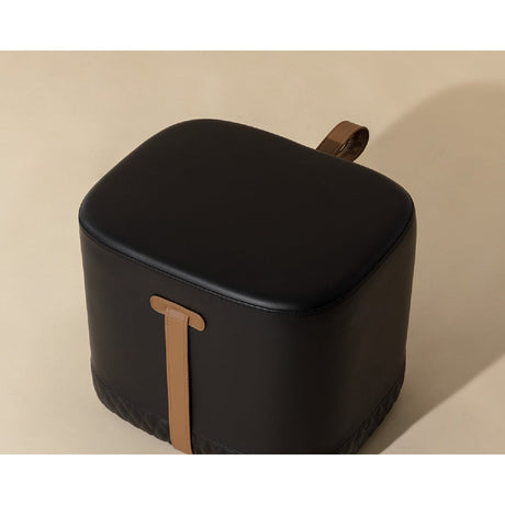 Modern European furniture - Black Leather-Inspired Ottoman - www.oroa.com