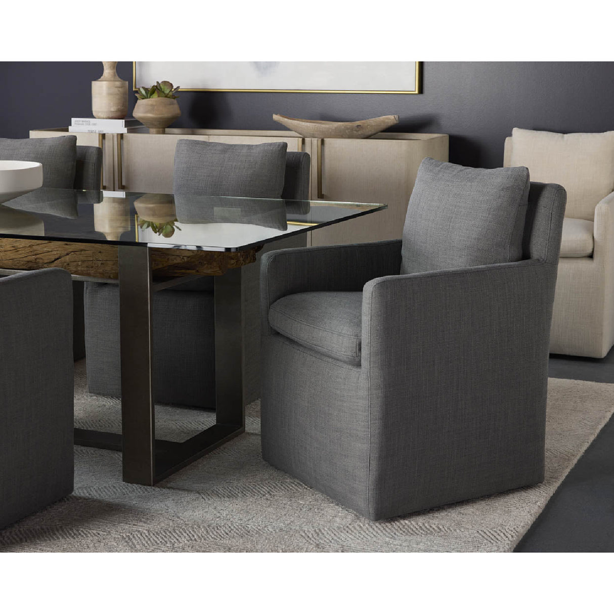   Linen Wheeled Dining Chair | Oroa.com