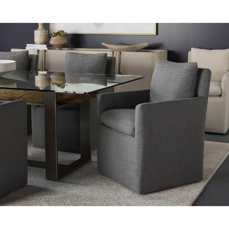 Modern European furniture - Linen Wheeled Dining Chair - www.oroa.com