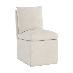 White Linen Wheeled Dining Chair by Splendido Glenrose