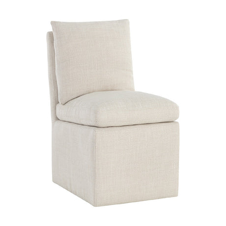   Modern European furniture - White Linen Wheeled Dining Chair - www.oroa.com | Oroa.com