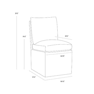   Modern European furniture - White Linen Wheeled Dining Chair - www.oroa.com | Oroa.com