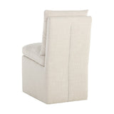 Modern European furniture - White Linen Wheeled Dining Chair - www.oroa.com