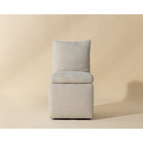 Modern European furniture - White Linen Wheeled Dining Chair - www.oroa.com