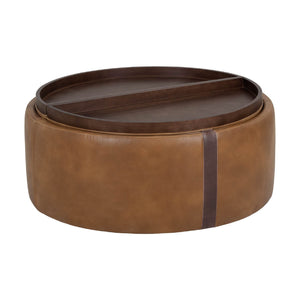   Round Leather Wheeled Storage Ottoman | Oroa.com