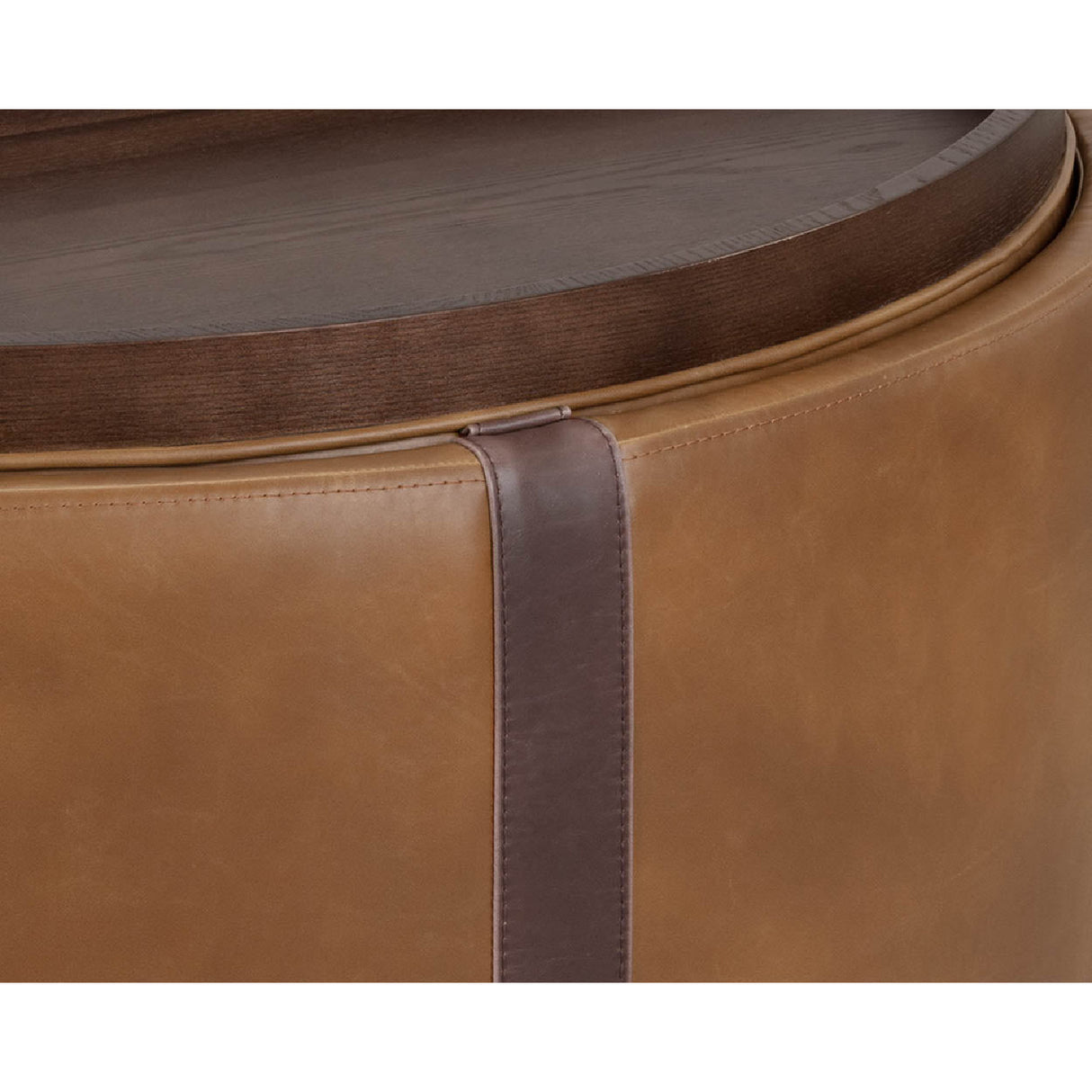   Round Leather Wheeled Storage Ottoman | Oroa.com