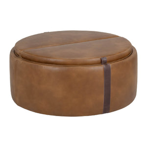   Round Leather Wheeled Storage Ottoman | Oroa.com