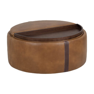   Round Leather Wheeled Storage Ottoman | Oroa.com