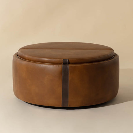 Modern European furniture - Round Leather Wheeled Storage Ottoman - www.oroa.com