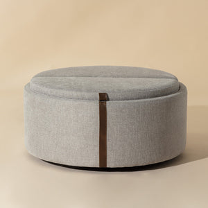   Round Leather Wheeled Storage Ottoman | Oroa.com