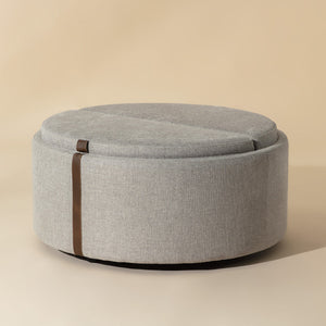   Round Leather Wheeled Storage Ottoman | Oroa.com