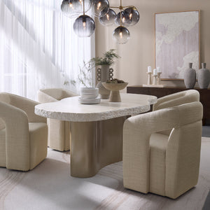   Fabric Upholstered Wheel Dining Armchair | Oroa.com