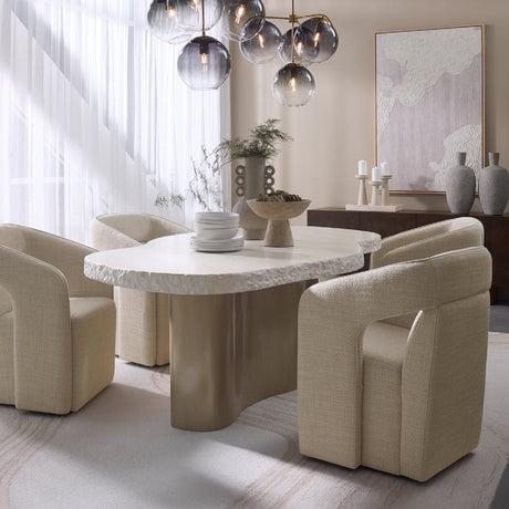   Modern European furniture - Fabric Upholstered Wheel Dining Armchair - www.oroa.com | Oroa.com