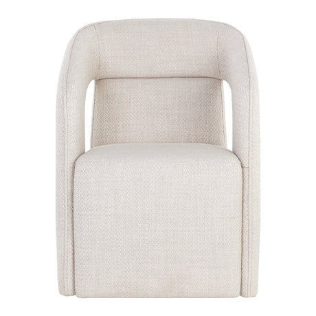 Modern European furniture - Fabric Upholstered Wheel Dining Armchair - www.oroa.com