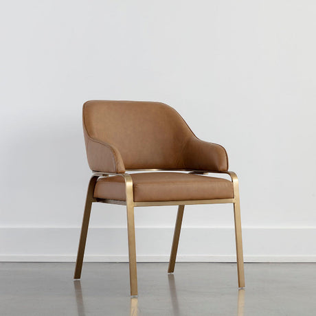 Modern European furniture - Curved-Back Leather Dining Armchair - www.oroa.com