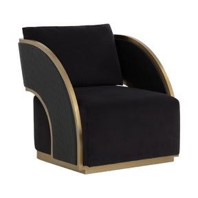 Black Leather Swivel Lounge Chair by Splendido Baz Accent Chair