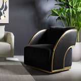 Modern European furniture - Black Leather Swivel Lounge Chair - www.oroa.com