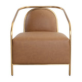Modern European furniture - Gold Framed Leather Lounge Chair - www.oroa.com