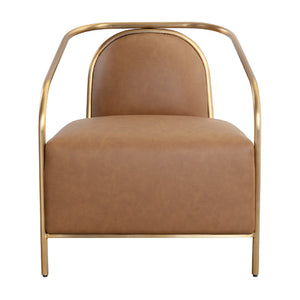  Gold Framed Leather Lounge Chair | Oroa.com