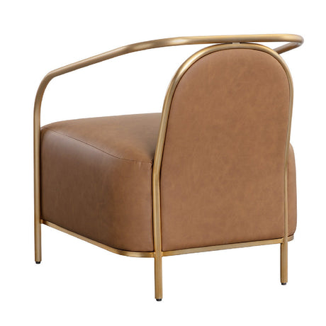 Modern European furniture - Gold Framed Leather Lounge Chair - www.oroa.com