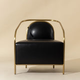 Modern European furniture - Gold Framed Leather Lounge Chair - www.oroa.com