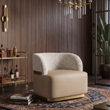 Modern European furniture - Leather Seat Swivel Lounge Chair - www.oroa.com