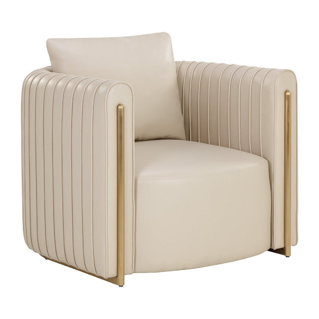   Leather Channel-Piped Lounge Chair | Oroa.com