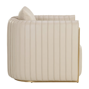   Leather Channel-Piped Lounge Chair | Oroa.com