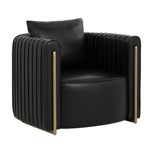   Leather Channel-Piped Lounge Chair | Oroa.com