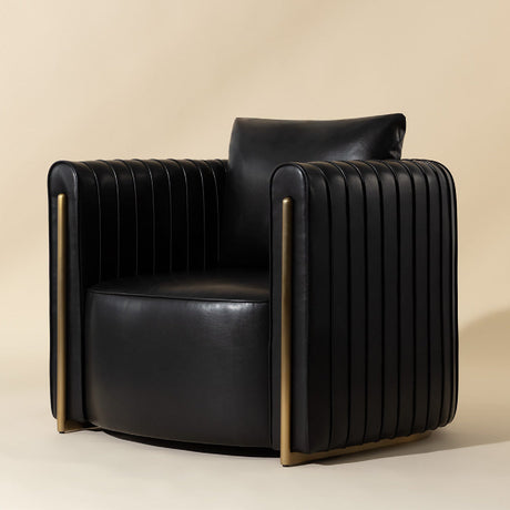 Modern European furniture - Leather Channel-Piped Lounge Chair - www.oroa.com