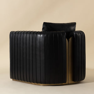   Leather Channel-Piped Lounge Chair | Oroa.com