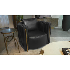   Leather Channel-Piped Lounge Chair | Oroa.com