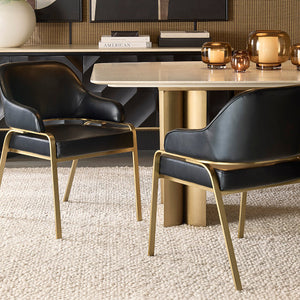   Curved-Back Leather Dining Armchair | Oroa.com
