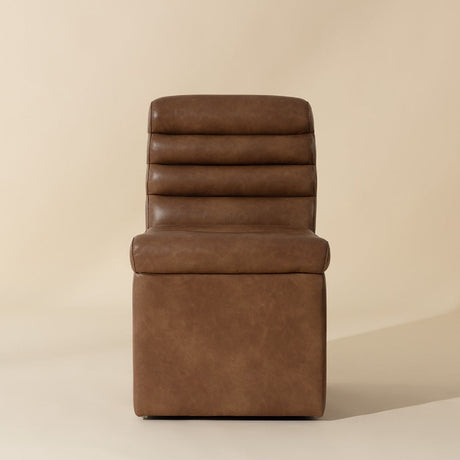 Modern European furniture - Leather Look Wheeled Dining Chair - www.oroa.com